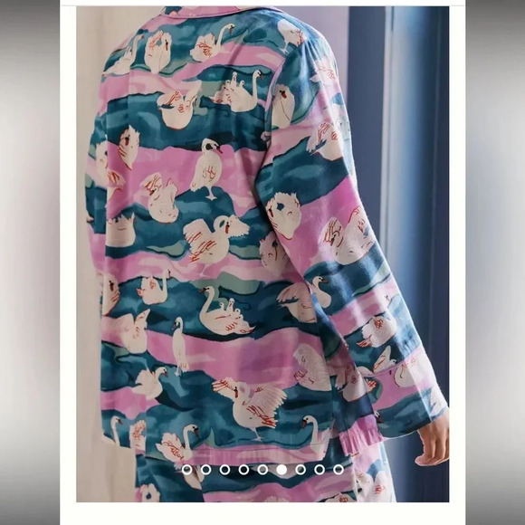 NWOT Olivia Wendel for Anthropologie Swan Flannel Sleep Top - Picture 5 of 14
